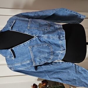 Zara Cropped Denim Long Sleeve Shirt